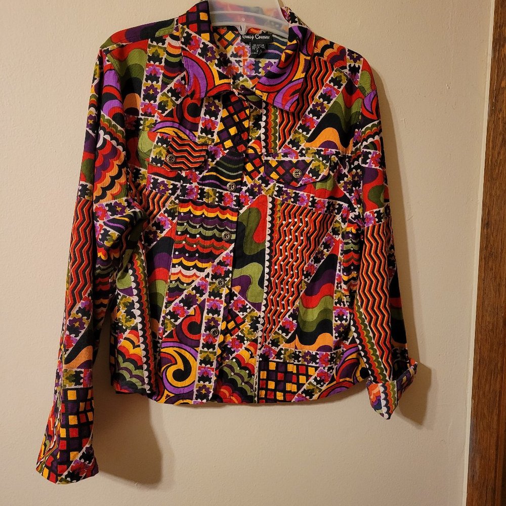 Gaudy Couture Short Jacket Shirt Size XL Colorful